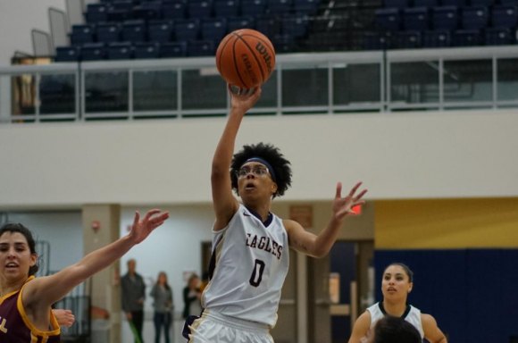 Tiffany Smith, show here from Friday night's game against Hartell, played well in Saturday's loss to Chabot College.